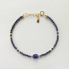 Tiny Blue Sapphire Bracelet Dainty Gemstone Beaded Bracelet Crystal Minimalist Jewelry September Birthstone Gift for Women Wife Daughter