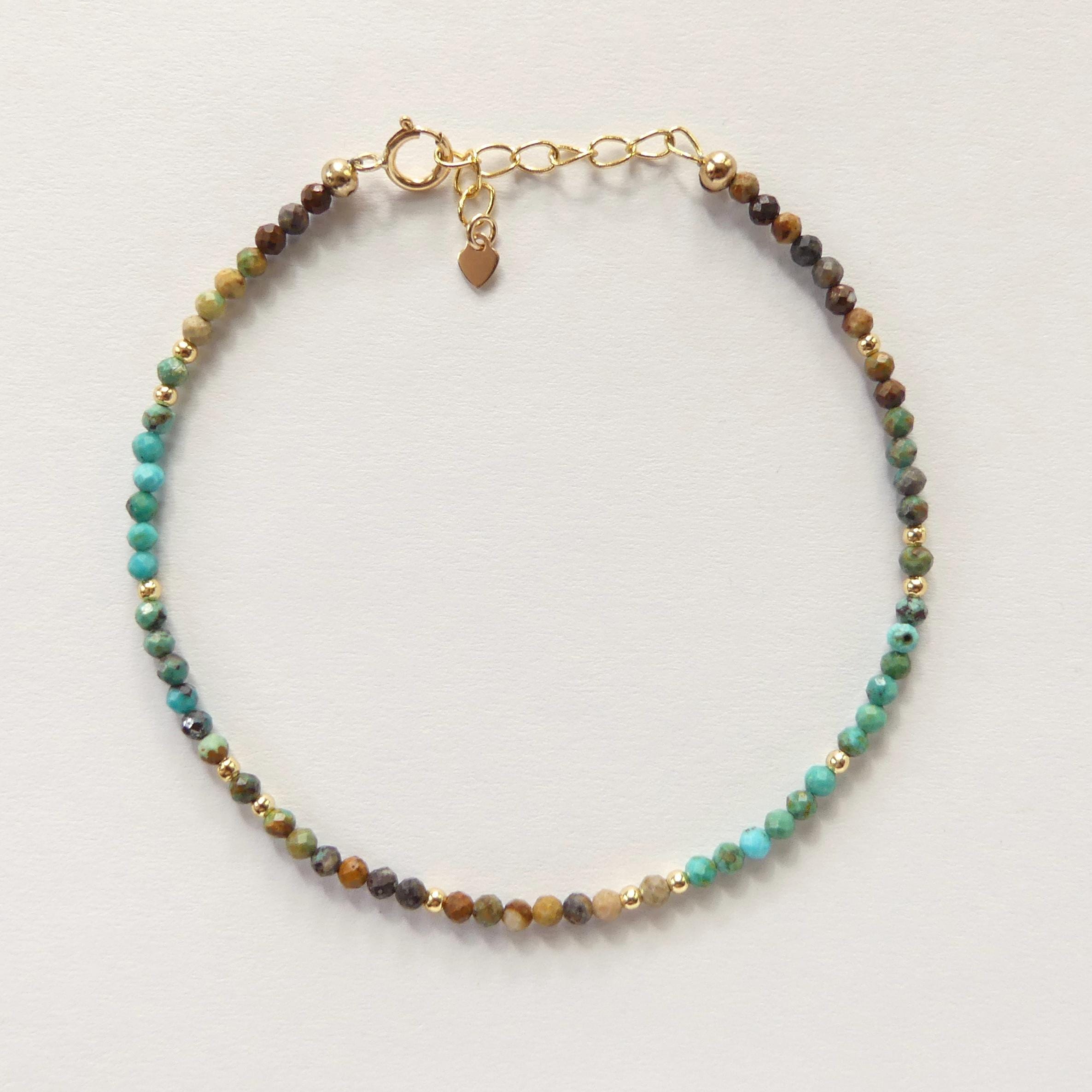 Tiny Arizona Turquoise Bracelet Dainty December Birthstone Bracelet Delicate Minimalist Jewelry Birthday Gift for Women Christmas Mom Wife