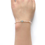Tiny Pink Morganite Bracelet Dainty Swiss Blue Topaz Gemstone Beaded Jewelry Minimalist Crystal Bracelet Birthday Gift For Women Daughter