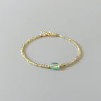 Tiny Sapphire Bracelet Dainty Yellow Green Sapphire Gemstone Beaded Jewelry Minimalist September Birthstone Birthday Gift Wife Daughter