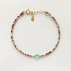 Tiny Zircon Bracelet Dainty Diamond Blue Zircon Gemstone Beaded Bracelet Sparkly Crystal December Birthstone Birthday Gift for Daughter Wife
