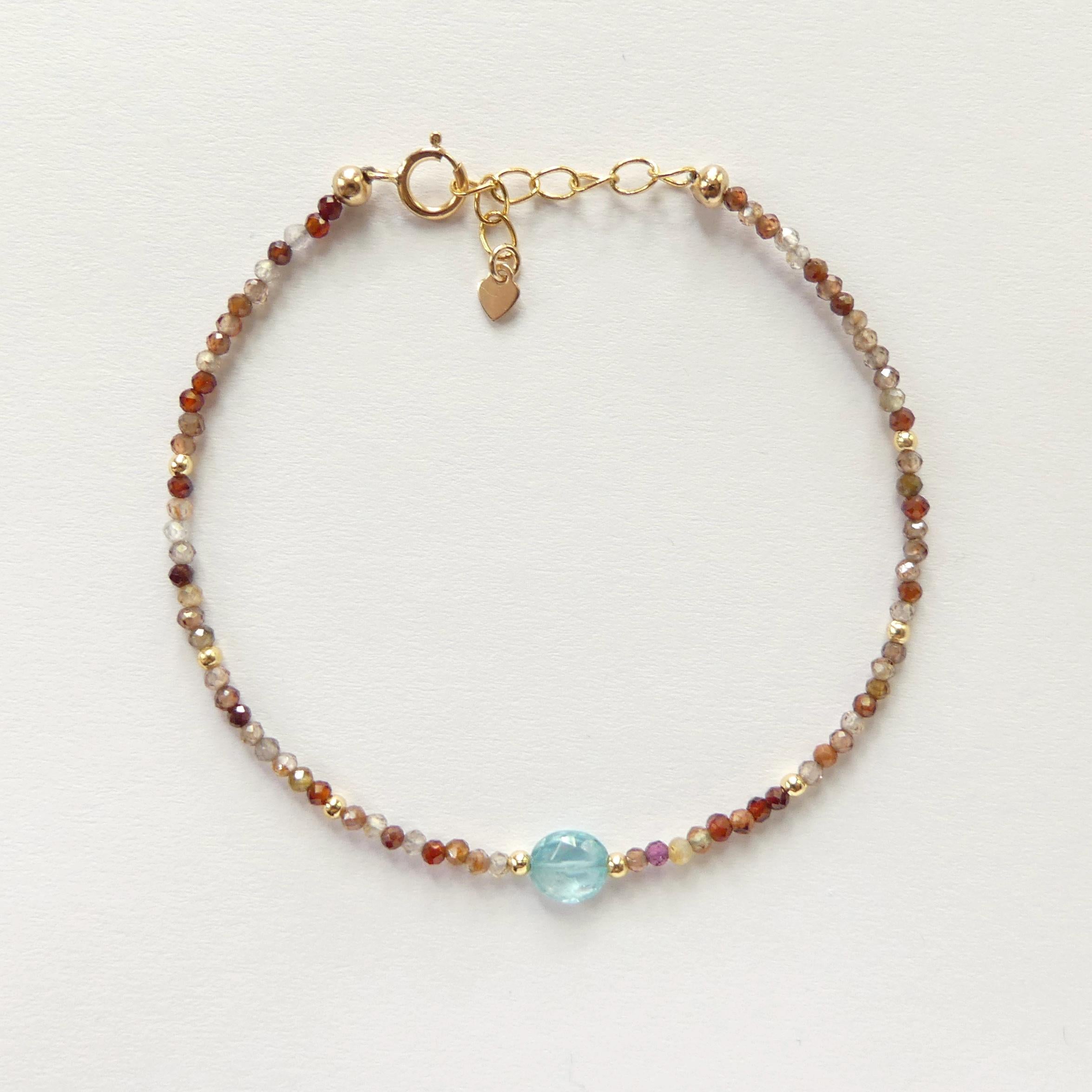 Tiny Zircon Bracelet Dainty Diamond Blue Zircon Gemstone Beaded Bracelet Sparkly Crystal December Birthstone Birthday Gift for Daughter Wife