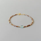 Tiny Zircon Bracelet Dainty Diamond Blue Zircon Gemstone Beaded Bracelet Sparkly Crystal December Birthstone Birthday Gift for Daughter Wife