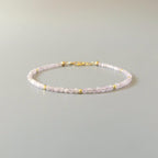 Tiny Kunzite Bracelet Dainty Lilac Pink Gemstone Beaded Jewelry Minimalist Crystal Bracelet Stacking Birthday Gift For Women Daughter Niece