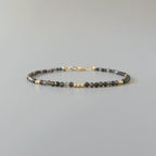 Tiny Obsidian Bracelet Dainty Sparkly Gemstone Beaded Bracelet Minimalist Black Crystal Bracelet Protection Birthday Gift Christmas Mom Wife