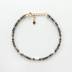 Tiny Obsidian Bracelet Dainty Sparkly Gemstone Beaded Bracelet Minimalist Black Crystal Bracelet Protection Birthday Gift Christmas Mom Wife