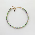 Tiny Ruby Zoisite Bracelet Dainty Beaded Green Gemstone Bracelet Minimalist July Birthstone Jewelry Crystal Birthday Gift Mom Wife Daughter