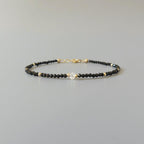 Tiny Black Tourmaline Bracelet Dainty Gemstone Beaded Bracelet Minimalist Black Crystal Jewelry October Birthstone Birthday Gift Mom Wife