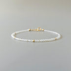 Tiny Opalite Bracelet Dainty Gemstone Beaded Minimalist Opal Jewelry Sparkly October Birthstone Mom Birthday Gift 14th Anniversary Wife Mom