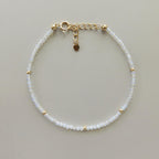 Tiny Opalite Bracelet Dainty Gemstone Beaded Minimalist Opal Jewelry Sparkly October Birthstone Mom Birthday Gift 14th Anniversary Wife Mom