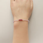 Tiny Pink Amethyst Bracelet Dainty Longido Ruby Gemstone Beaded Bracelet Crystal Jewelry Minimalist February Birthstone July Birthday Gift