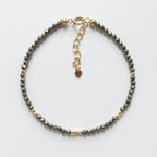 Tiny Pyrite Bracelet Dainty Sparkly Gemstone Beaded Bracelet Minimalist Jewelry Crystal Protection Bracelet Birthday Gift for Women Wife Mom
