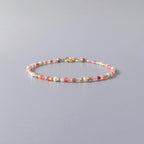 Tiny Carnelian Rose Quartz Pearl Bracelet Dainty Minimalist Jewelry Birthday Abundance Gift Self Love Birthday Gift Christmas Mom Wife Gift