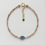 Tiny Andalusite Bracelet Dainty London Blue Topaz Gemstone Beaded Jewelry Minimalist Stacking December Birthstone Birthday Gift For Women