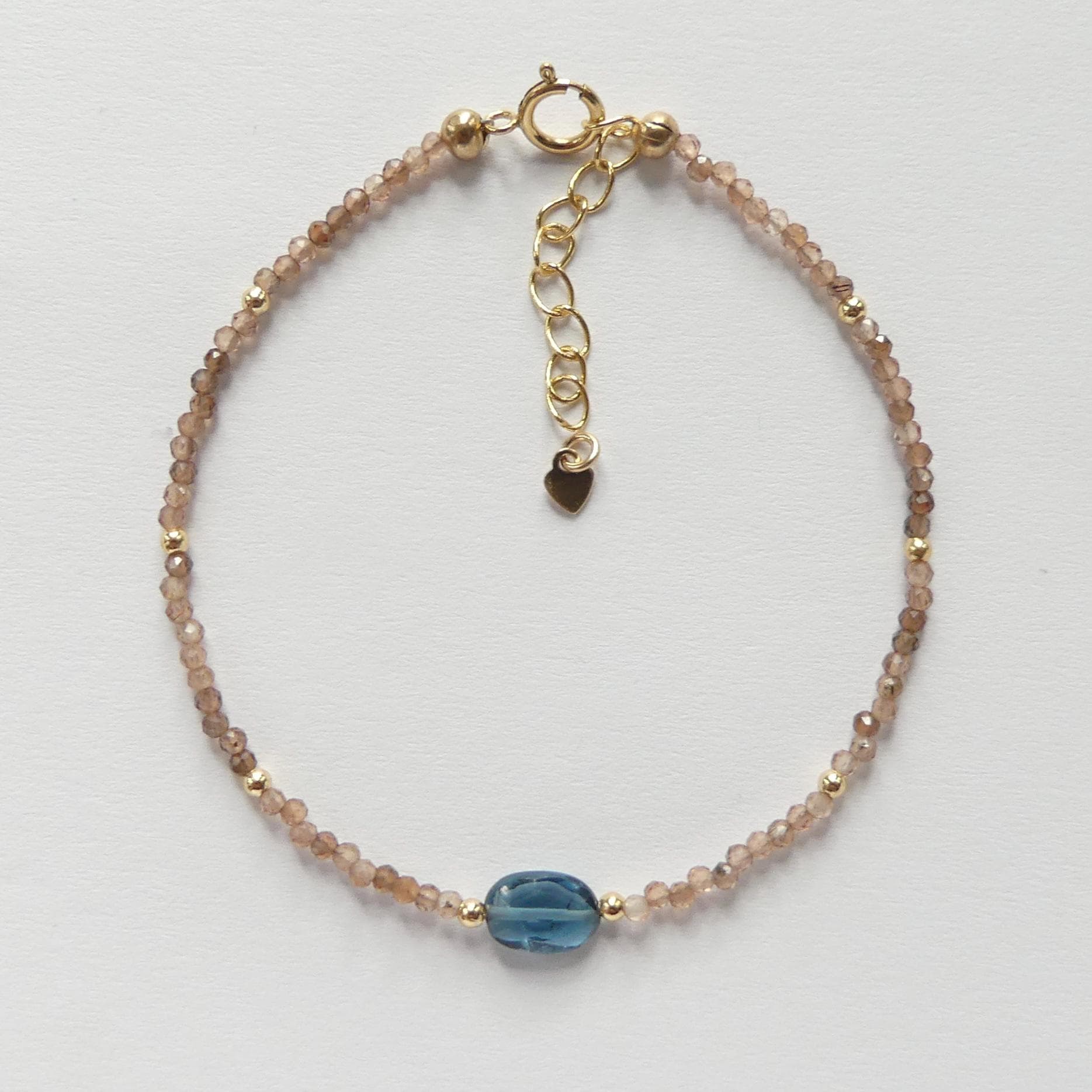 Tiny Andalusite Bracelet Dainty London Blue Topaz Gemstone Beaded Jewelry Minimalist Stacking December Birthstone Birthday Gift For Women