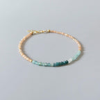 Tiny Grandidierite Bracelet Dainty Peach Moonstone Gemstone Bead Bracelet Crystal Jewelry Minimalist Birthday Gift for Women June Birthstone