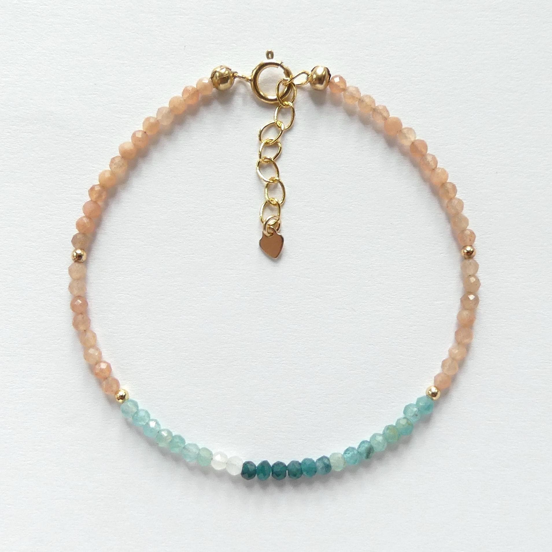 Tiny Grandidierite Bracelet Dainty Peach Moonstone Gemstone Bead Bracelet Crystal Jewelry Minimalist Birthday Gift for Women June Birthstone