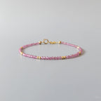 Tiny Pink Tourmaline Bracelet Dainty Gemstone Beaded Bracelet October Birthstone Pink Crystal Jewelry Minimalist Birthday Gift for Mom Wife