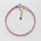 Tiny Rhodonite Bracelet Dainty Gemstone Beaded Bracelet Stacking Pink Crystal Jewelry Minimalist Birthday Gift for Women Mom Wife Daughter