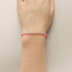 Tiny Rhodonite Bracelet Dainty Gemstone Beaded Bracelet Stacking Pink Crystal Jewelry Minimalist Birthday Gift for Women Mom Wife Daughter
