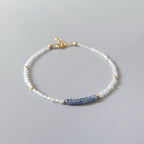 Tiny Blue Sapphire Bracelet Topaz Dainty Crystal Bracelet Sapphire Jewelry Minimalist September Birthstone Birthday Gift for Women Wife Mom