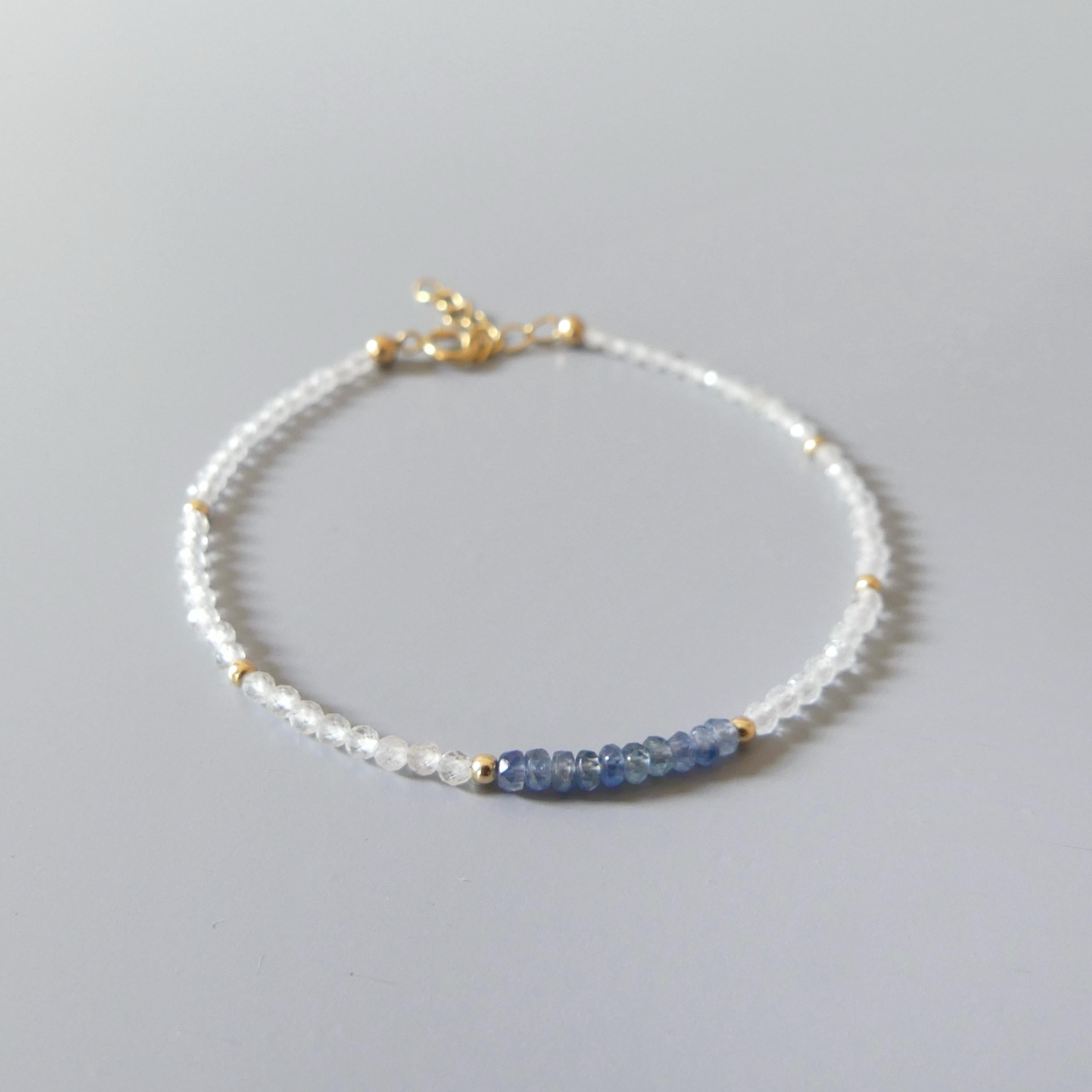 Tiny Blue Sapphire Bracelet Topaz Dainty Crystal Bracelet Sapphire Jewelry Minimalist September Birthstone Birthday Gift for Women Wife Mom