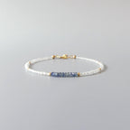 Tiny Blue Sapphire Bracelet Topaz Dainty Crystal Bracelet Sapphire Jewelry Minimalist September Birthstone Birthday Gift for Women Wife Mom