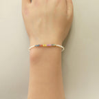 Tiny Multi Sapphire Bracelet Dainty White Moonstone Gemstone Beaded Bracelet Rainbow Jewelry Minimalist September Birthstone Birthday Gift