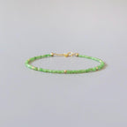 Tiny Tsavorite Bracelet Dainty Green Garnet Gemstone Beaded Bracelet Crystal Minimalist Jewelry January Birthstone Gift Birthday Mom Wife