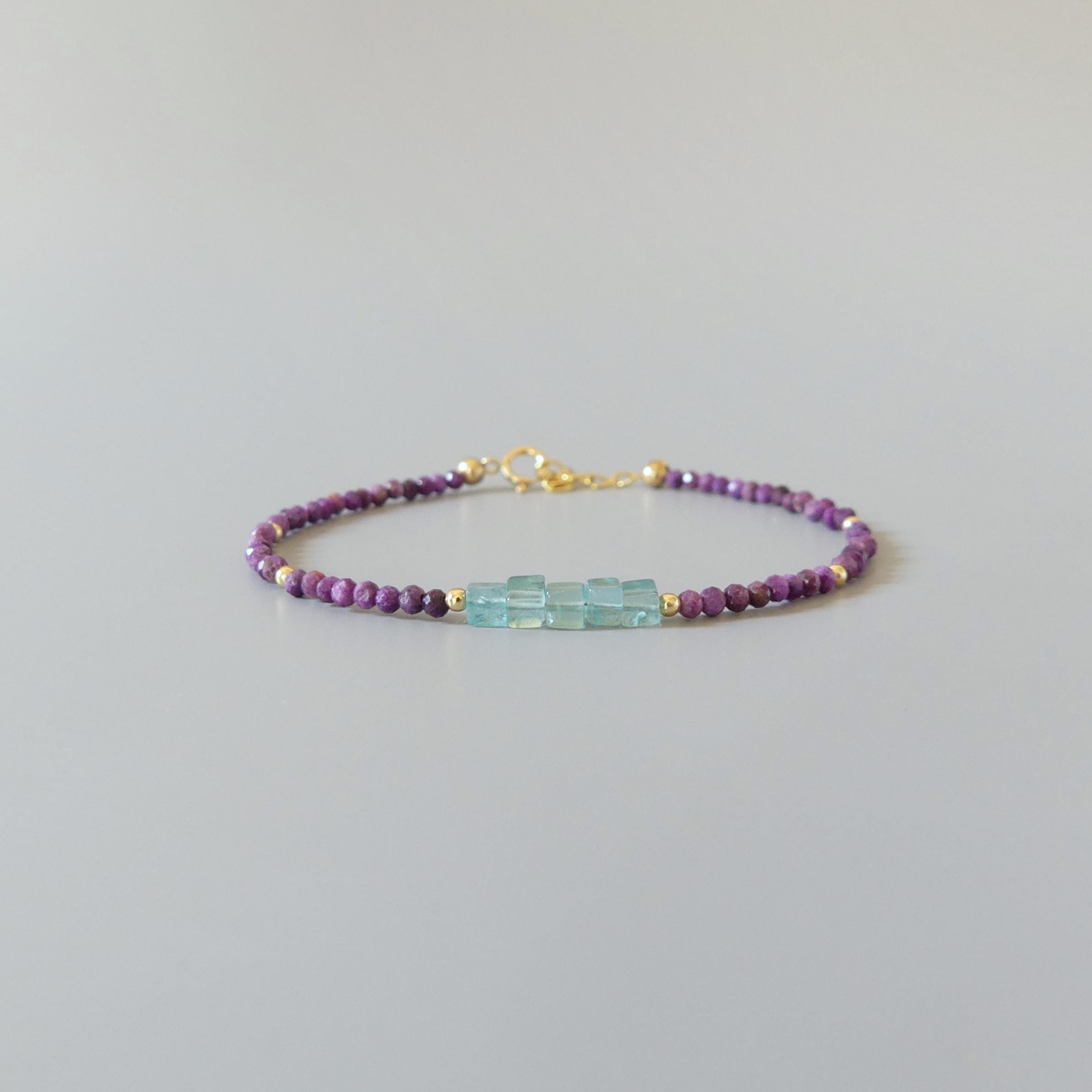 Tiny Apatite Bracelet Dainty Gemstone Beaded Bracelet Pastel Blue Green Crystal Jewelry Minimalist Stacking Birthday Gift Daughter Niece