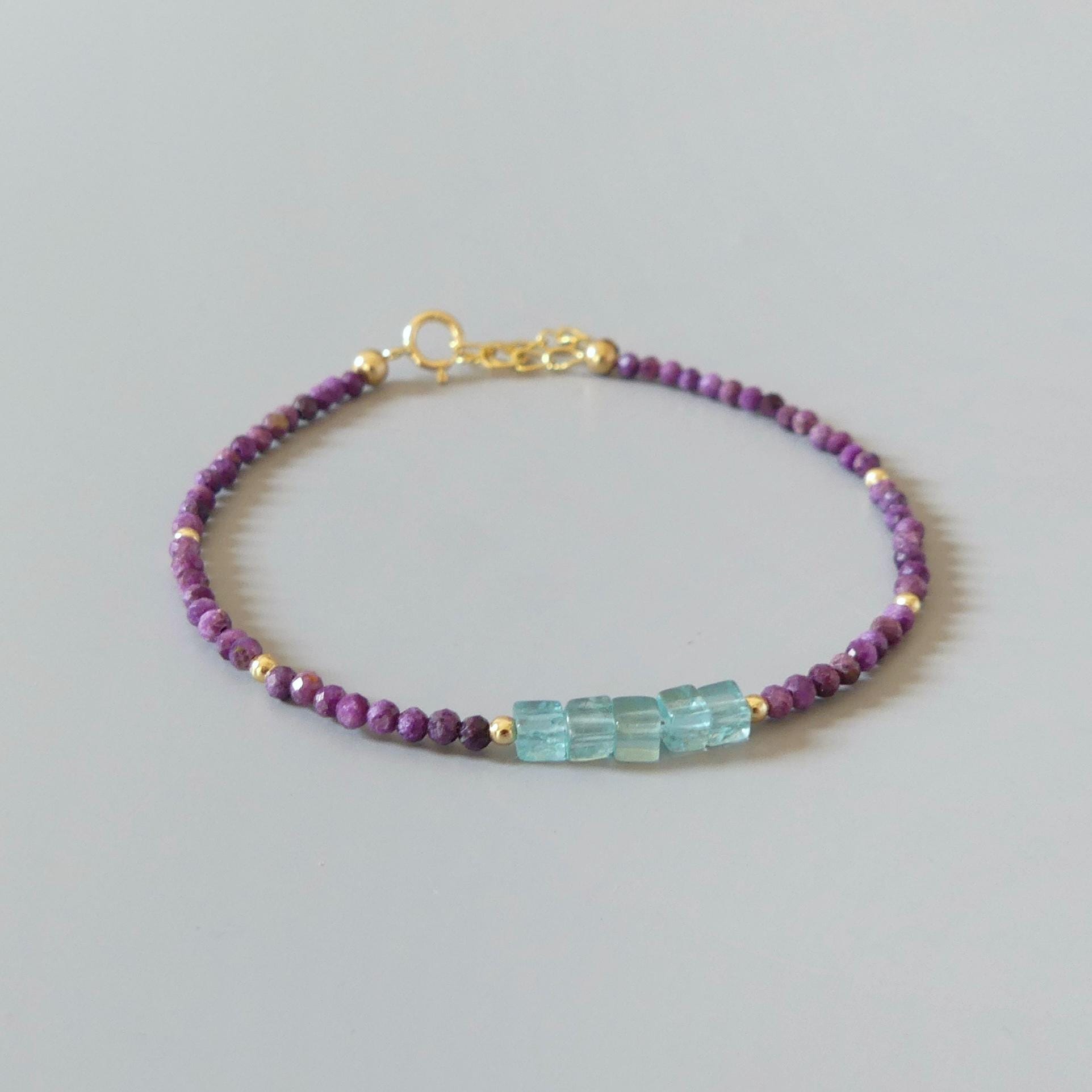 Tiny Apatite Bracelet Dainty Gemstone Beaded Bracelet Pastel Blue Green Crystal Jewelry Minimalist Stacking Birthday Gift Daughter Niece