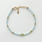 Tiny Apatite Bracelet Dainty Gemstone Beaded Bracelet Pastel Blue Green Crystal Jewelry Minimalist Stacking Birthday Gift Daughter Niece