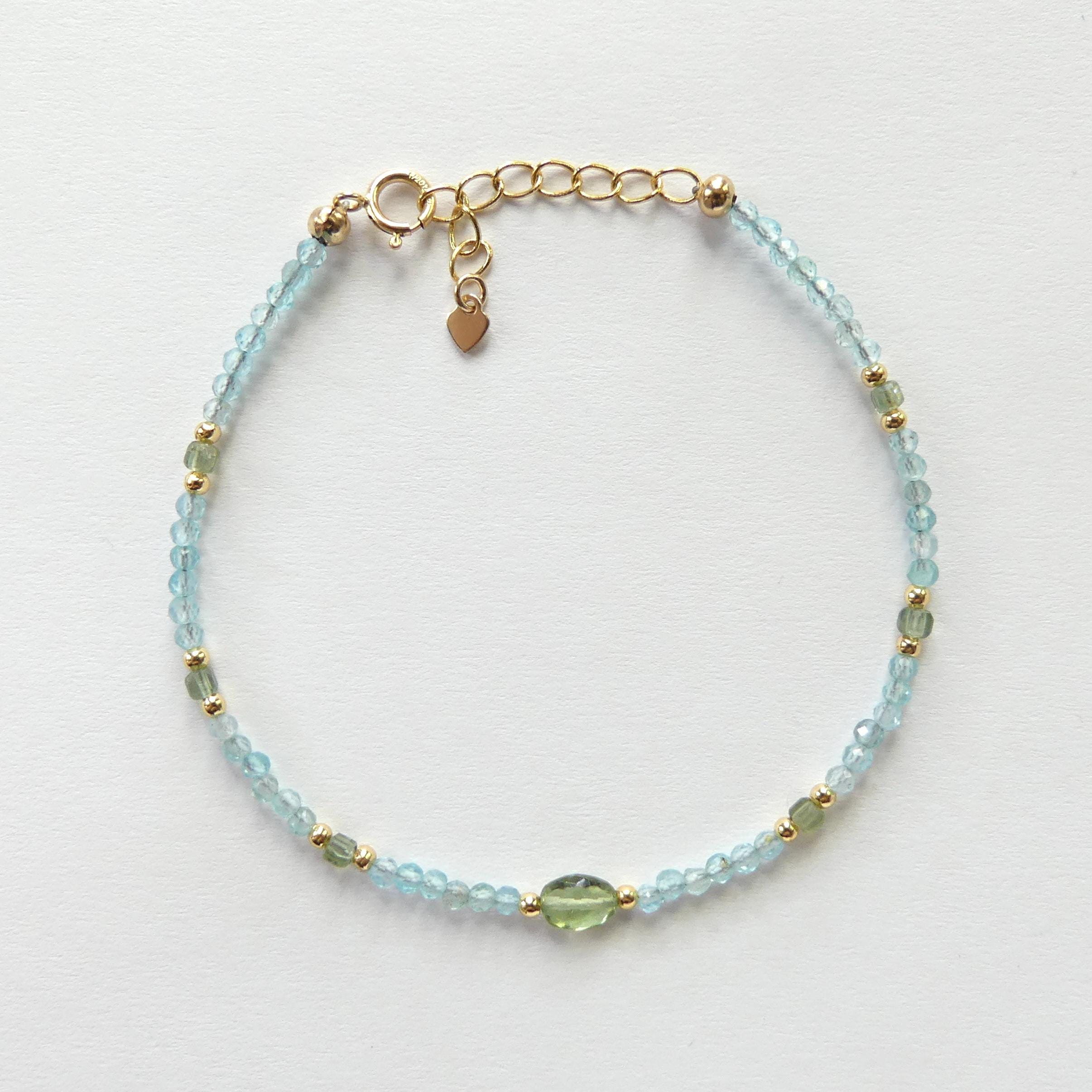 Tiny Apatite Bracelet Dainty Gemstone Beaded Bracelet Pastel Blue Green Crystal Jewelry Minimalist Stacking Birthday Gift Daughter Niece