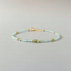 Tiny Apatite Bracelet Dainty Gemstone Beaded Bracelet Pastel Blue Green Crystal Jewelry Minimalist Stacking Birthday Gift Daughter Niece