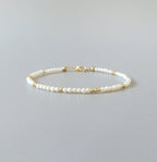 Tiny Pearl Bracelet Dainty Natural Micro Pearl Minimalist Jewelry Freshwater Pearls June Birthstone Birthday Gift 30th Anniversary Wife Mom