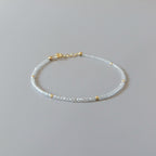 Tiny Sky Blue Topaz Bracelet Dainty Gemstone Beaded Jewelry Minimalist Blue Crystal December Birthstone Birthday Gift Christmas Mom Wife