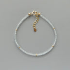 Tiny Sky Blue Topaz Bracelet Dainty Gemstone Beaded Jewelry Minimalist Blue Crystal December Birthstone Birthday Gift Christmas Mom Wife