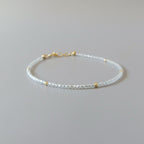 Tiny Sky Blue Topaz Bracelet Dainty Gemstone Beaded Jewelry Minimalist Blue Crystal December Birthstone Birthday Gift Christmas Mom Wife
