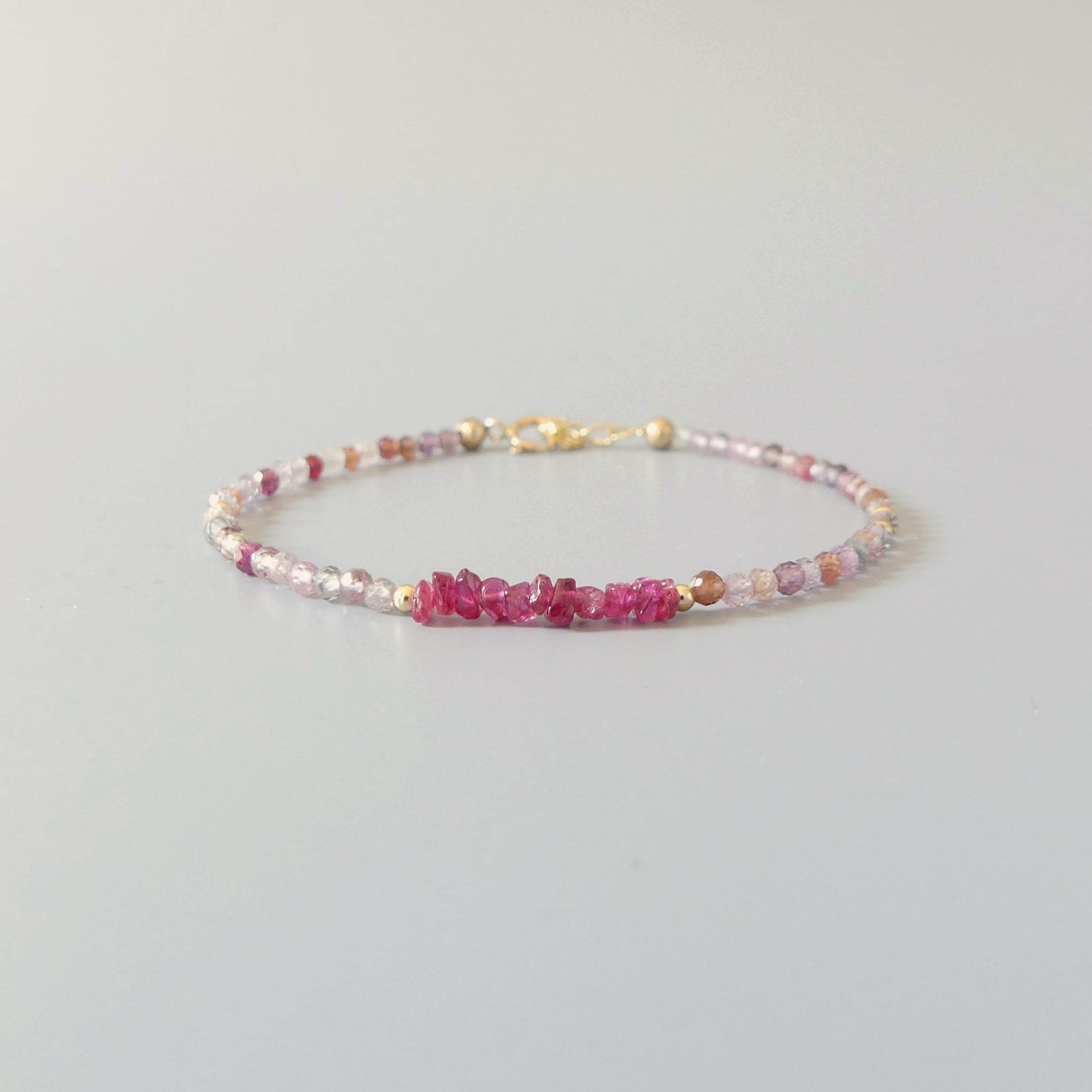 Multi Spinel Bracelet Dainty Gemstone Beaded Bracelet Minimalist Jewelry Chrystal Boho Chic Stacking Bracelet Birthday Gift for Women Wife