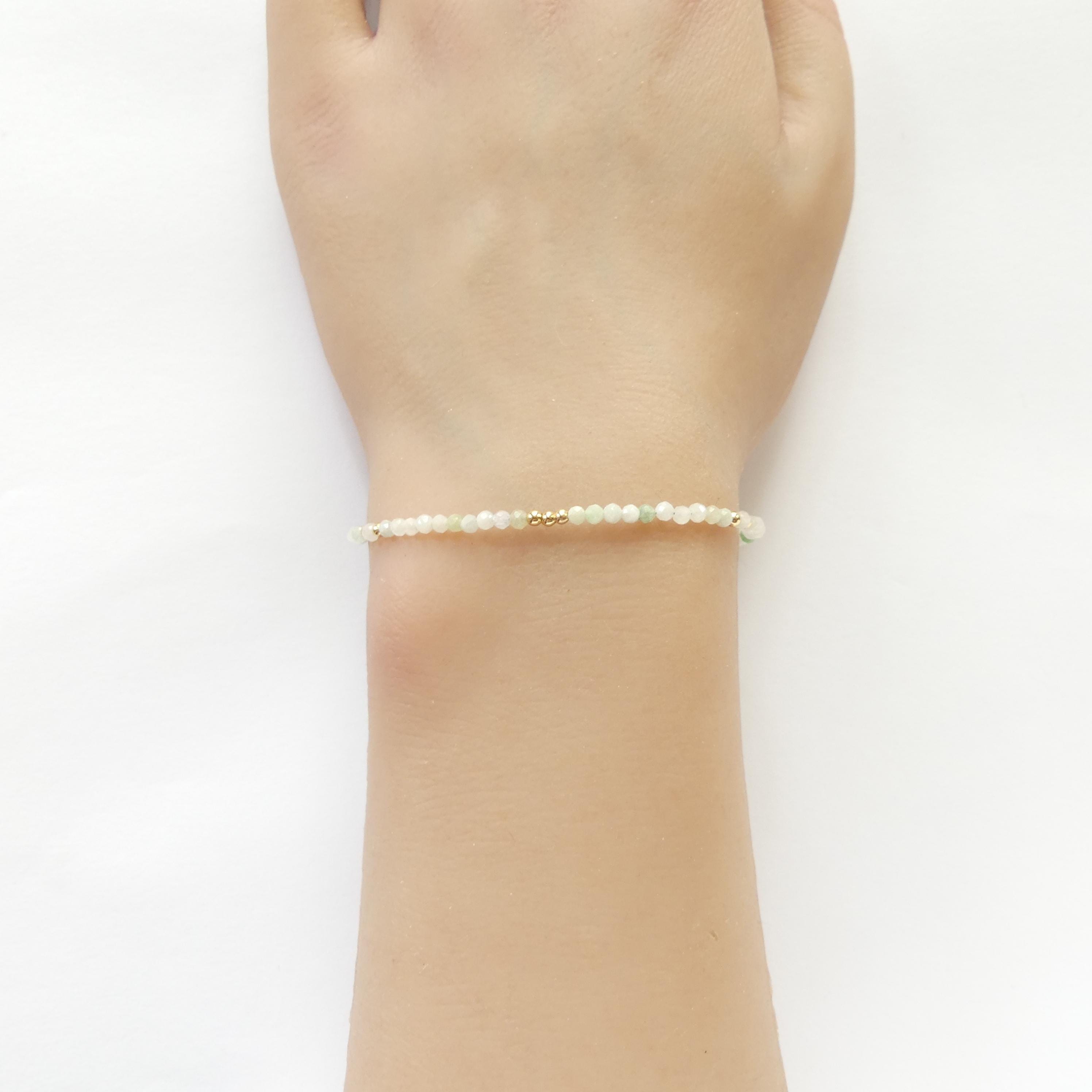 Natural Burma Jade Bracelet Dainty Beaded Bracelet Pale Green Jadeite Gemstone Minimalist Jewelry Everyday Bracelet Gift Birthday for Women