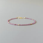 Tiny Pink Garnet Bracelet Dainty Rhodolite Bracelet Stacking Gemstone Beaded Crystal Jewelry Minimalist January Birthstone Gift Birthday