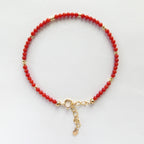 Tiny Italian Coral Bracelet Dainty Red Coral Jewelry Minimalist Coral Bracelet October Birthstone 35th anniversary gift Birthday Gift Mom