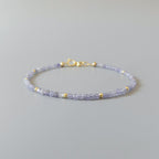 Tiny Tanzanite Bracelet Dainty Gemstone Beaded Jewelry Purple Crystal Bracelet Minimalist Stacking December Birthstone Birthday Gift Wife