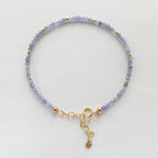 Tiny Tanzanite Bracelet Dainty Gemstone Beaded Jewelry Purple Crystal Bracelet Minimalist Stacking December Birthstone Birthday Gift Wife