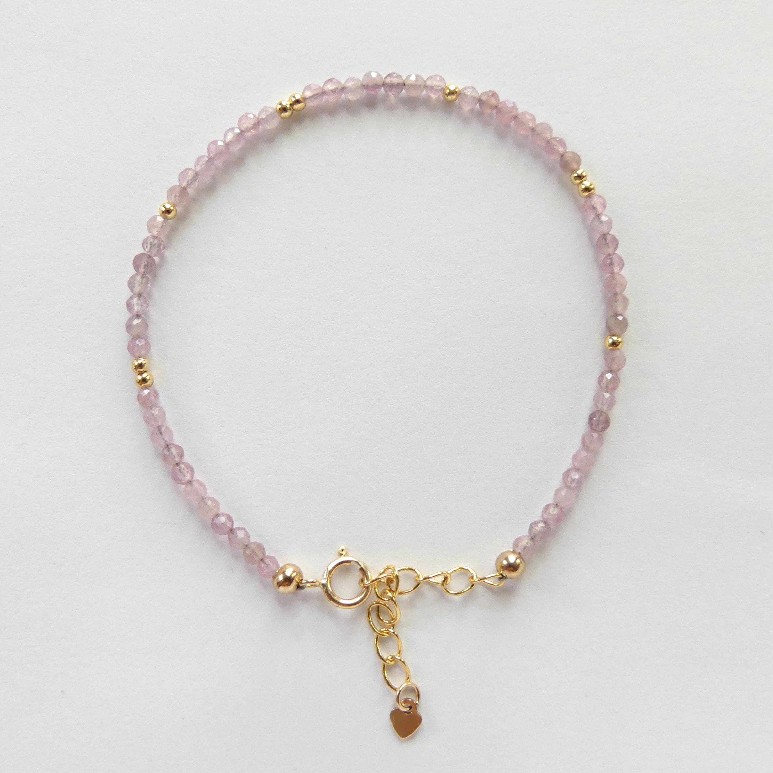 Tiny Rose Quartz Bracelet Dainty Pink Gemstone Beaded Bracelet Minimalist Jewelry Self Love Gift Self Care Birthday Gift Bridesmaid Mom Wife