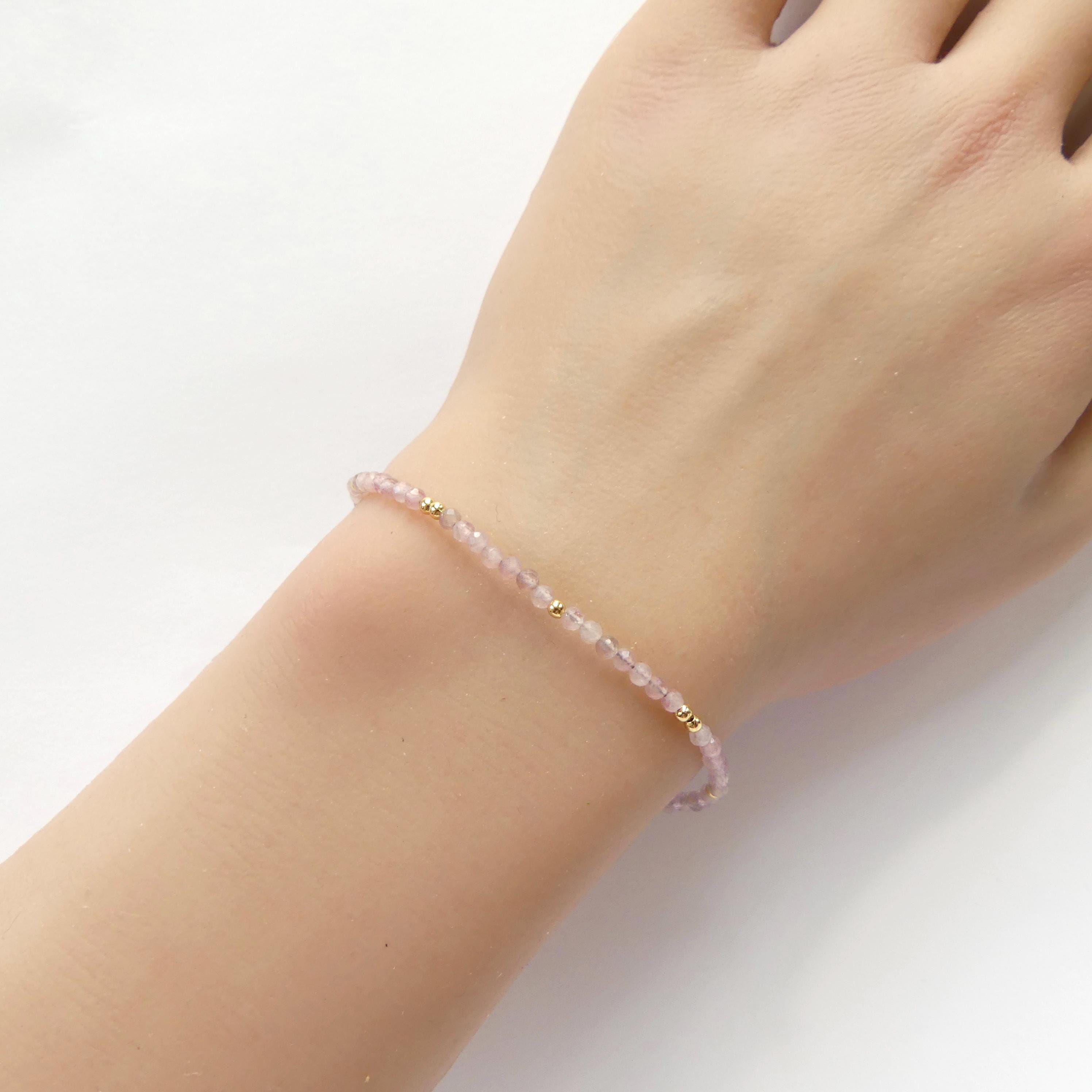 Tiny Rose Quartz Bracelet Dainty Pink Gemstone Beaded Bracelet Minimalist Jewelry Self Love Gift Self Care Birthday Gift Bridesmaid Mom Wife