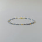 Tiny Sapphire Bracelet Dainty Gemstone Beaded Bracelet Minimalist Blue Crystal Jewelry September Birthstone Birthday Gift for Women Mom Wife
