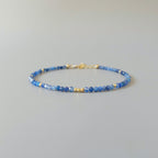 Tiny Blue Kyanite Bracelet Dainty Gemstone Beaded Bracelet Blue Crystal Minimalist Jewelry Boho Chic Healing Wedding Blue Gift for Mom Wife
