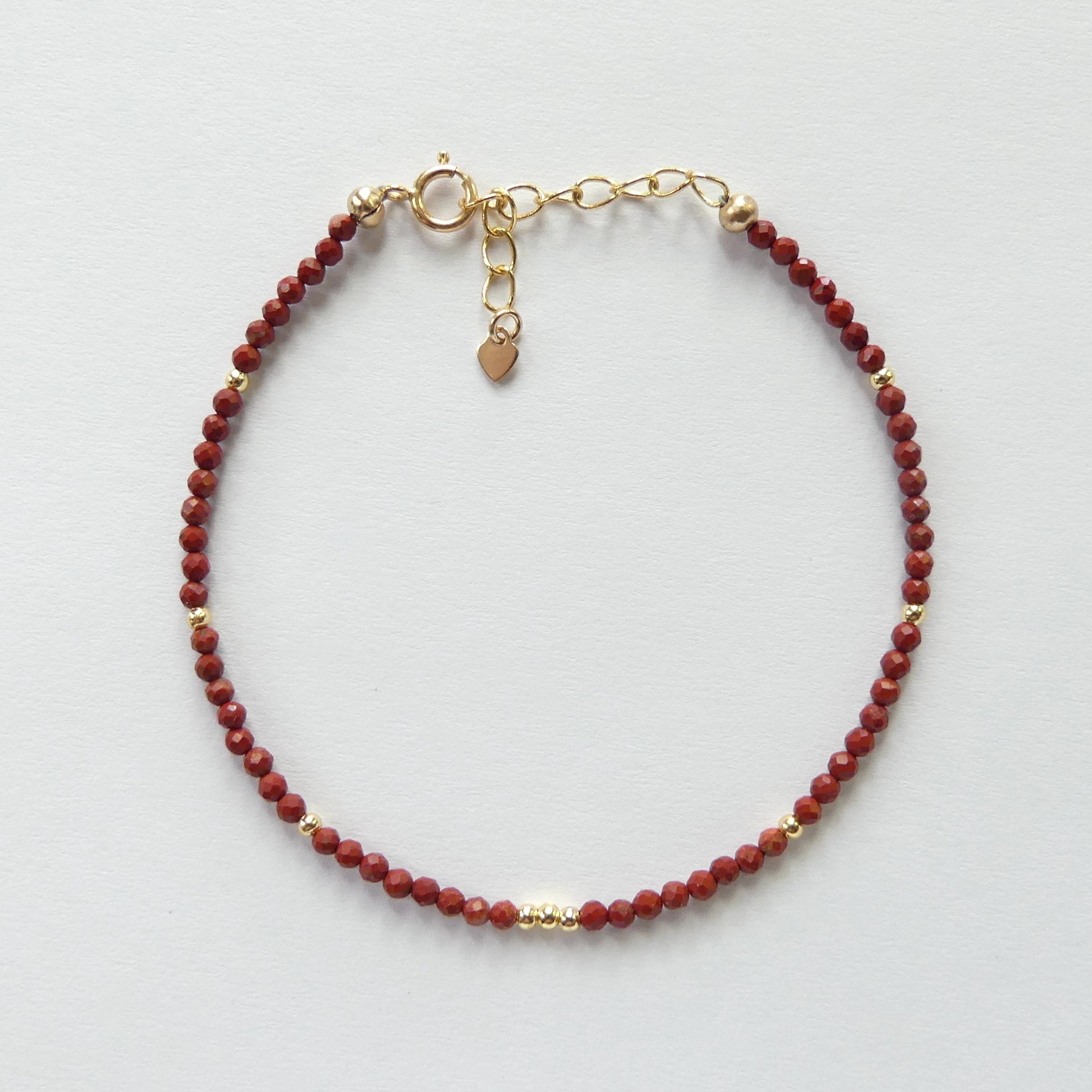 Tiny Red Jasper Bracelet Dainty Gemstone Beaded Bracelet Red Crystal Jewelry Minimalist Protection Aries Gift Jewelry for Women Mom Wife