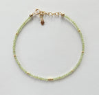 Tiny Peridot Bracelet Dainty Gemstone Beaded Bracelet Green Crystal Minimalist Jewelry August Birthstone Birthday Gift for Wife Daughter